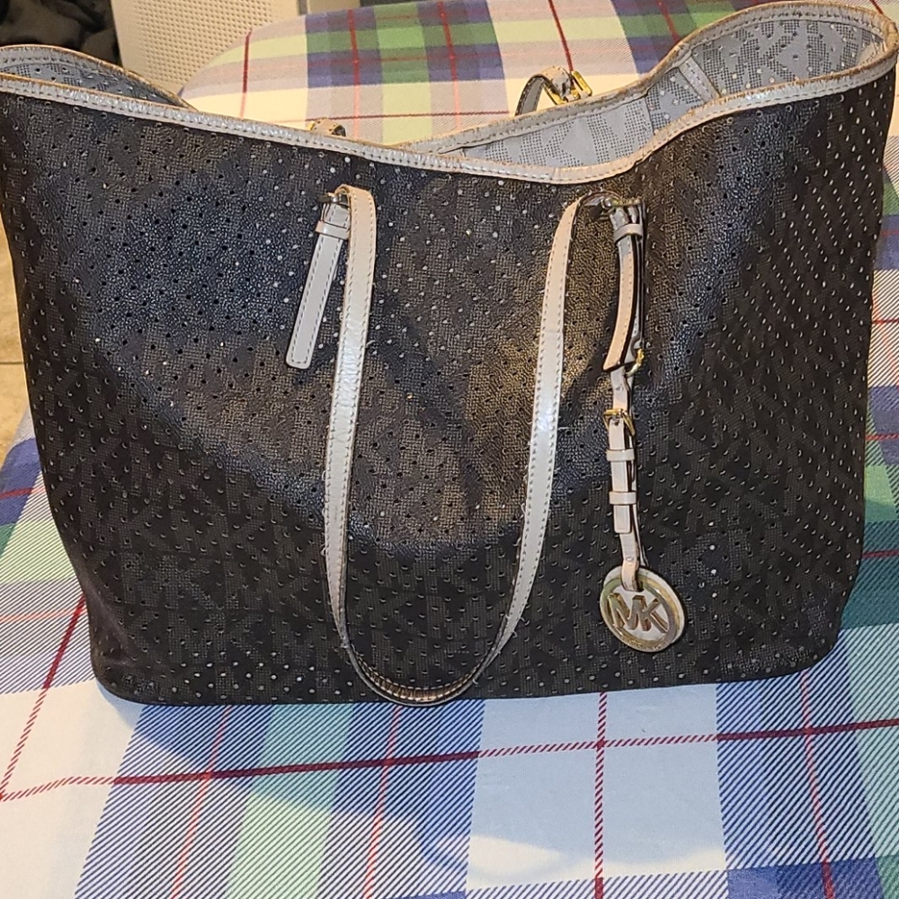 MK brown perforated tote